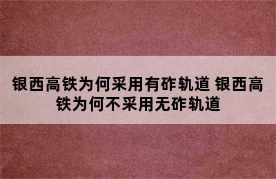 银西高铁为何采用有砟轨道 银西高铁为何不采用无砟轨道